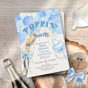 Confetti Blue Balloon Poppin'Flaschen Babydusche Einladung