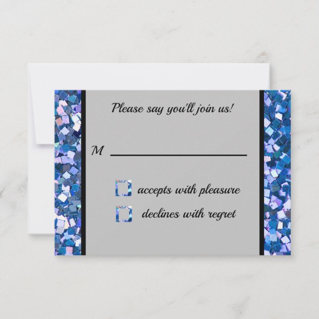 Confetti Blue RSVP Card Karte (Vorderseite)