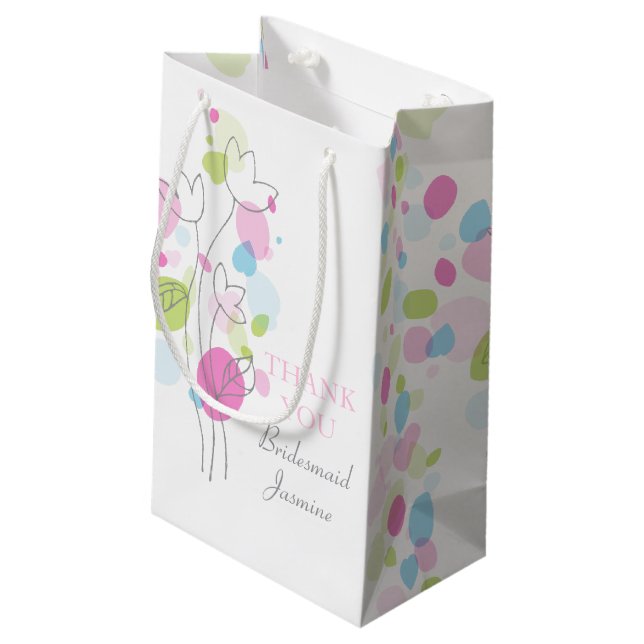 Confetti Blütenblätter Hochzeit Bridesmaid Geschen Kleine Geschenktüte (Rückseite Schrägansicht)