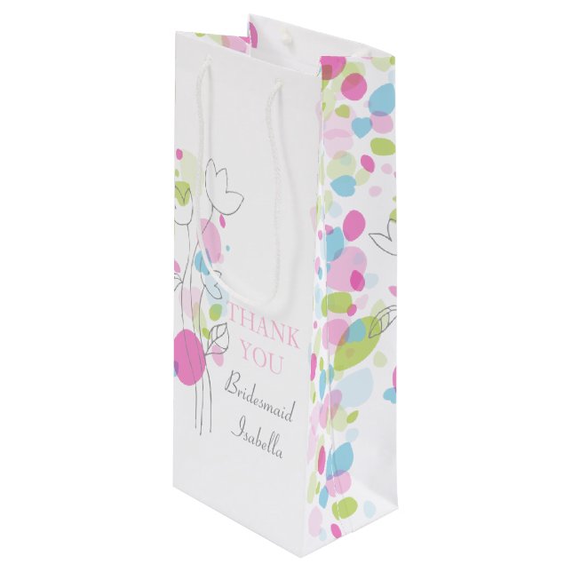 Confetti Blütenblätter Hochzeit Bridesmaid Weinbeu Geschenktüte Für Weinflaschen (Vorderseite Schrägansicht)