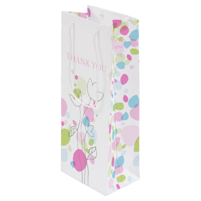 Confetti Blütenblätter Hochzeit danke Weintasche Geschenktüte Für Weinflaschen (Vorderseite Schrägansicht)