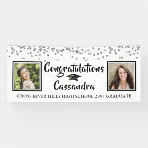 Confetti Brush Script Then & Now Fotos Abschluss Banner