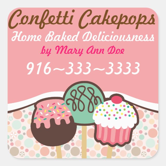 Confetti Cake Pops Stickers Labels (Vorderseite)