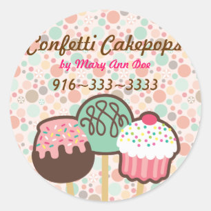Confetti Cake Pops Stickers Labels