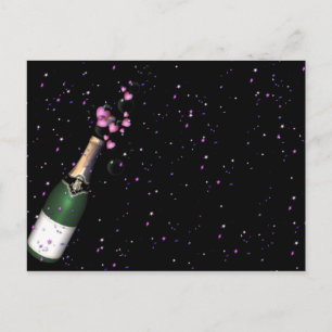 Confetti, Champagnerflasche und Bubbly Postkarten