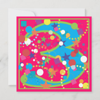 Confetti Circus 3. Geburtstag Party Einladung