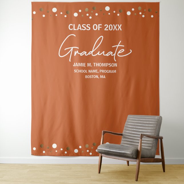 Confetti Class Orange Gold School Background grad Wandteppich (Beispiel)