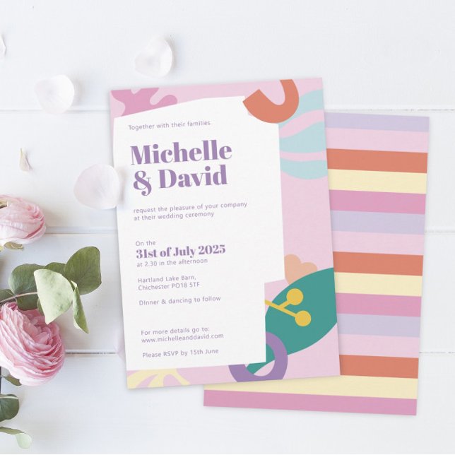 Confetti Collage Einladung zur Hochzeit (Confetti Collage Flat Wedding Invitation)