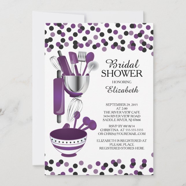 Confetti Cuisine moderne Invitations de douche nup (Devant)