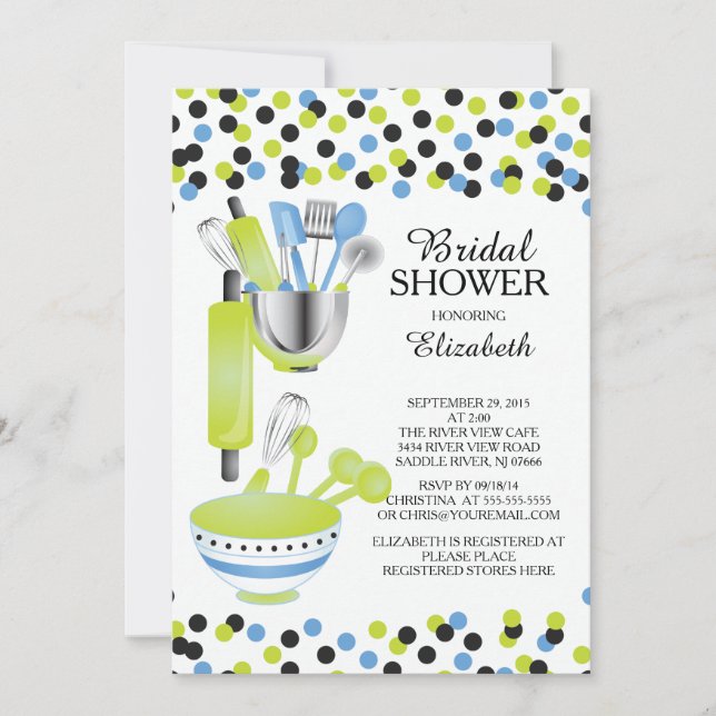 Confetti Cuisine moderne Invitations de douche nup (Devant)