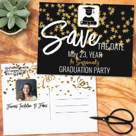 Confetti Custom Foto Abschluss Save the Date Ankündigungspostkarte