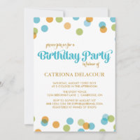 CONFETTI DE POINTS BLEUS | INVITATION ANNIVERSAIRE