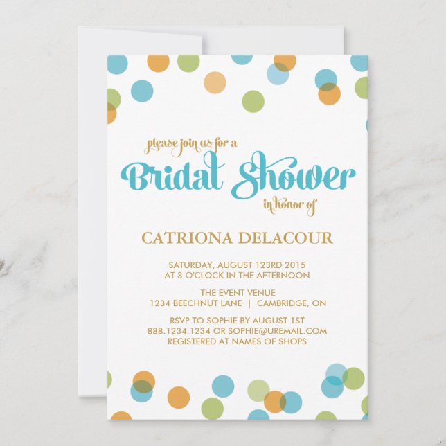 CONFETTI DE POINTS BLEUS | INVITATION DE DOUCHE BR (Devant)