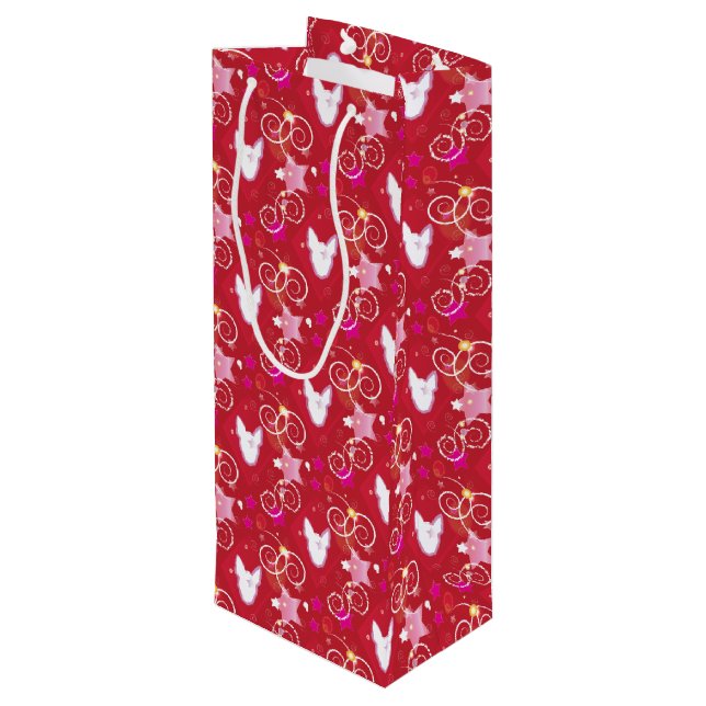 Confetti Diamond Bull Terrier Geschenktüte Für Weinflaschen (Rückseite Schrägansicht)