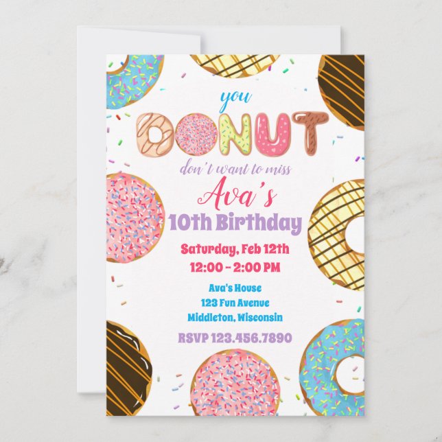 Confetti Donut Sweet Celebration Birthday Einladung (Vorderseite)
