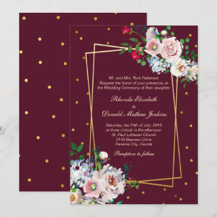 Confetti d'or et Faire-part de mariage de fleurs