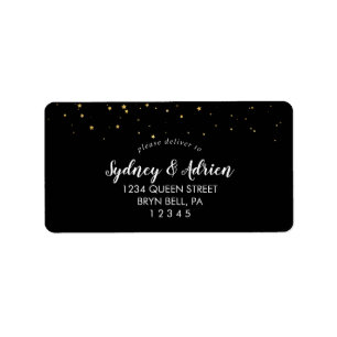 Confetti d'or   Étiquette d'adresse de retour noir