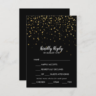 Confetti d'or Menu noir Choix mariage RSVP