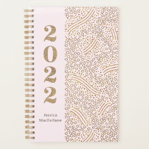 Confetti d'or rose vif moderne 2022 Année Monogra