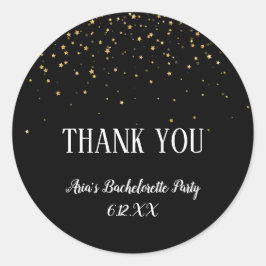 Confetti d'or sur Bachelorette noire Merci Sticker