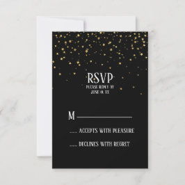 Confetti d'or sur Black Bachelorette Party RSVP