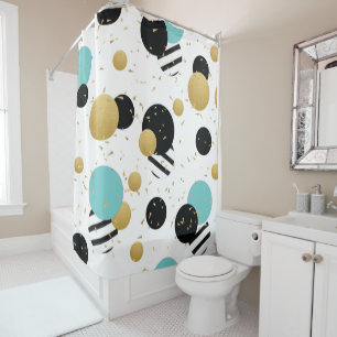 Confetti Dot Party in Aquamarin und Gold Duschvorhang