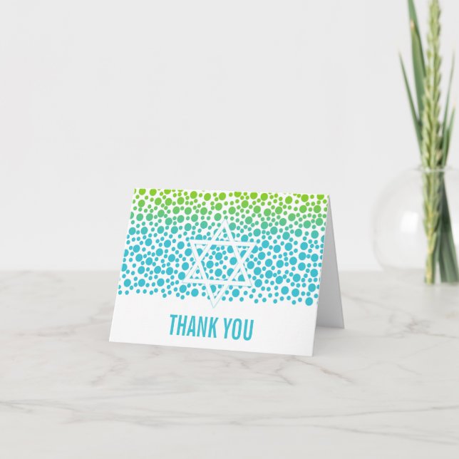 Confetti Dots Aquamarin Lime Green Vielen Dank Dankeskarte (Vorderseite)