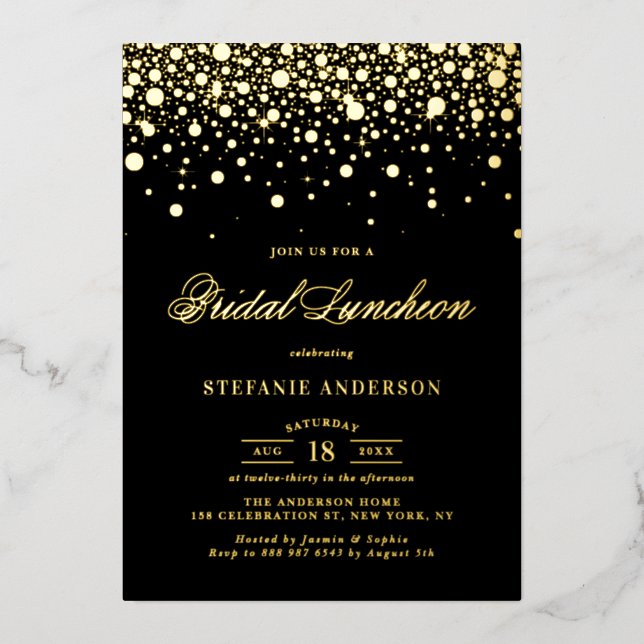 Confetti Dots Bridal Luncheon Folieneinladung (Vorderseite)