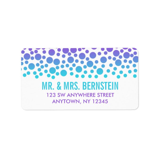 Confetti Dots Lila Aquamarine Adresse Adressaufkleber (Vorne)