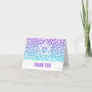 Confetti Dots Lila Aquamarine Bat Mitzvah Vielen D Dankeskarte