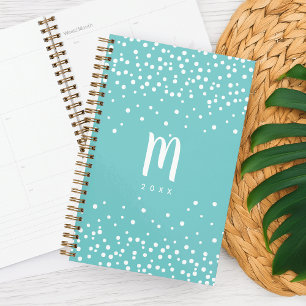 Confetti Dots Monogram Planer Aqua