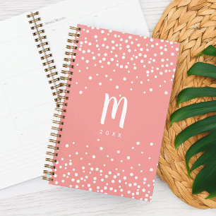 Confetti Dots Monogram Planer Koralle