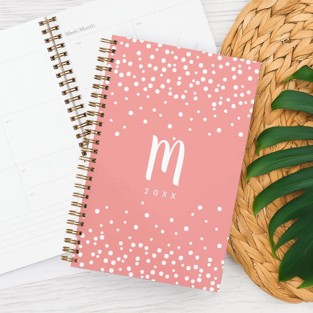Confetti Dots Monogram Planer | Koralle (Von Creator hochgeladen)