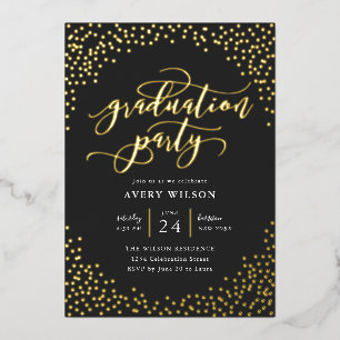 Confetti Elegant Script Graduation Party - Falcone Folieneinladung
