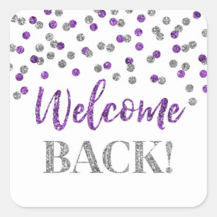 Confetti en argent violet Welcome Back Sticker Car