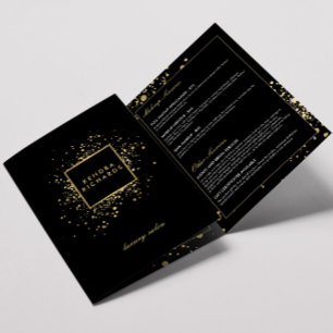 Confetti en or Faux sur Brochure Noire