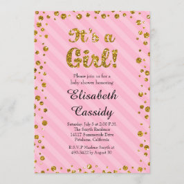 Confetti en or rose Baby Girl Shower Invitation