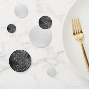 Confetti en Parties scintillant noire et blanche
