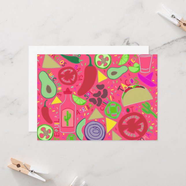 Confetti Fiesta Pink Einladung (Vorderseite/Rückseite Beispiel)