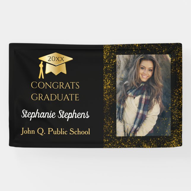 Confetti Foto Glückwunsch Graduate Name | Schule Banner (Horizontal)