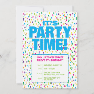 Confetti Geburtstagsparty Einladung, Spaß & Farben Einladung