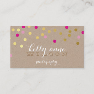 CONFETTI GLAMOROUS niedliche Goldfolie fett rosa Visitenkarte