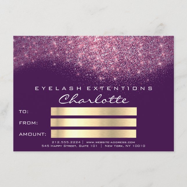 Confetti Glitzer Lila Pink Certificate Geschenk (Vorderseite)