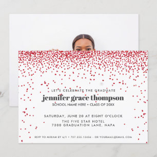 Confetti Glitzer Red White Foto Graduation Party Einladung