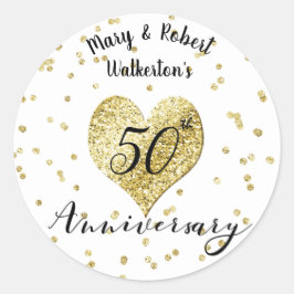 Confetti Gold -50. Hochzeitsticker Runder Aufkleber