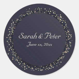 Confetti Gold, elegant, Moderne Hochzeit Runder Aufkleber