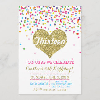 Confetti Gold Glitzer Einladung zum Geburtstag