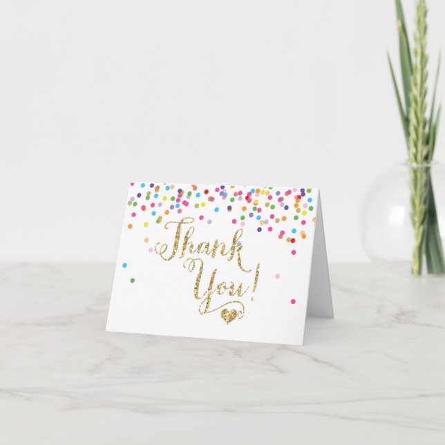 Confetti Gold Glitzer Vielen Dank Note Card geklap Dankeskarte (Vorderseite)