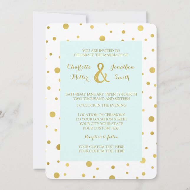 Confetti Gold Light Invitations de mariage (Dos)