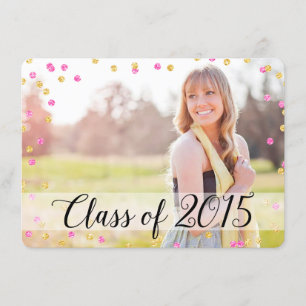 Confetti Gold Pink Foto 2015 Abschluss Einladung